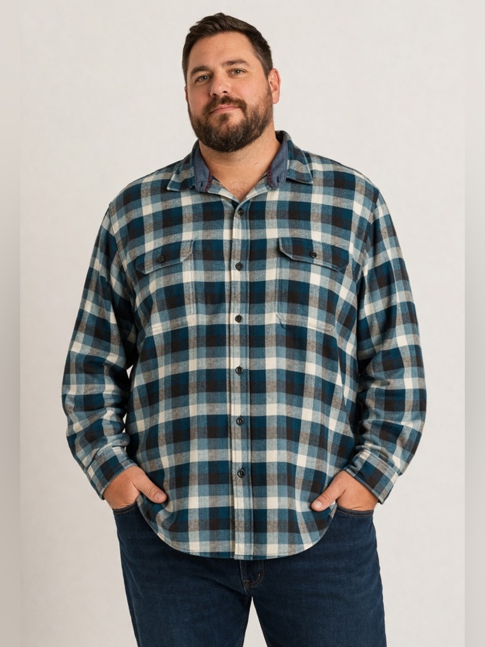WOOLRICH ULTIMATE FLANNEL 100% COTTON PLAID CASUAL BUTTON DOWN SHIRT
